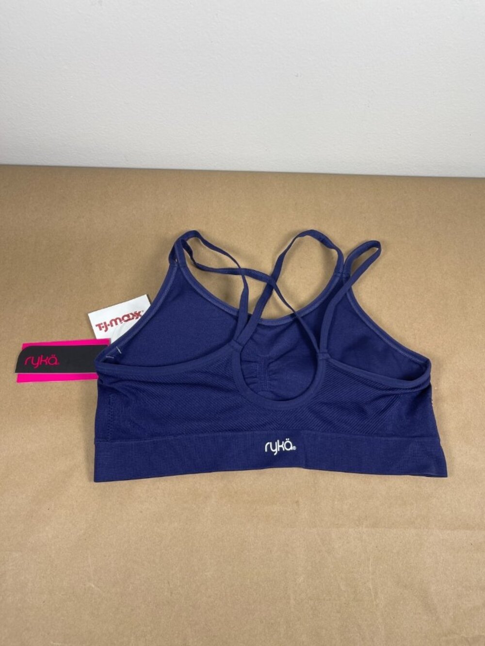 Ryka Sports Bra Women's XL Navy Seamless Strappy Racerback Removable Pads NWT